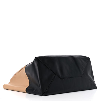 Celine Lambskin Horizontal Bi-Cabas Nude Black 4 of 12