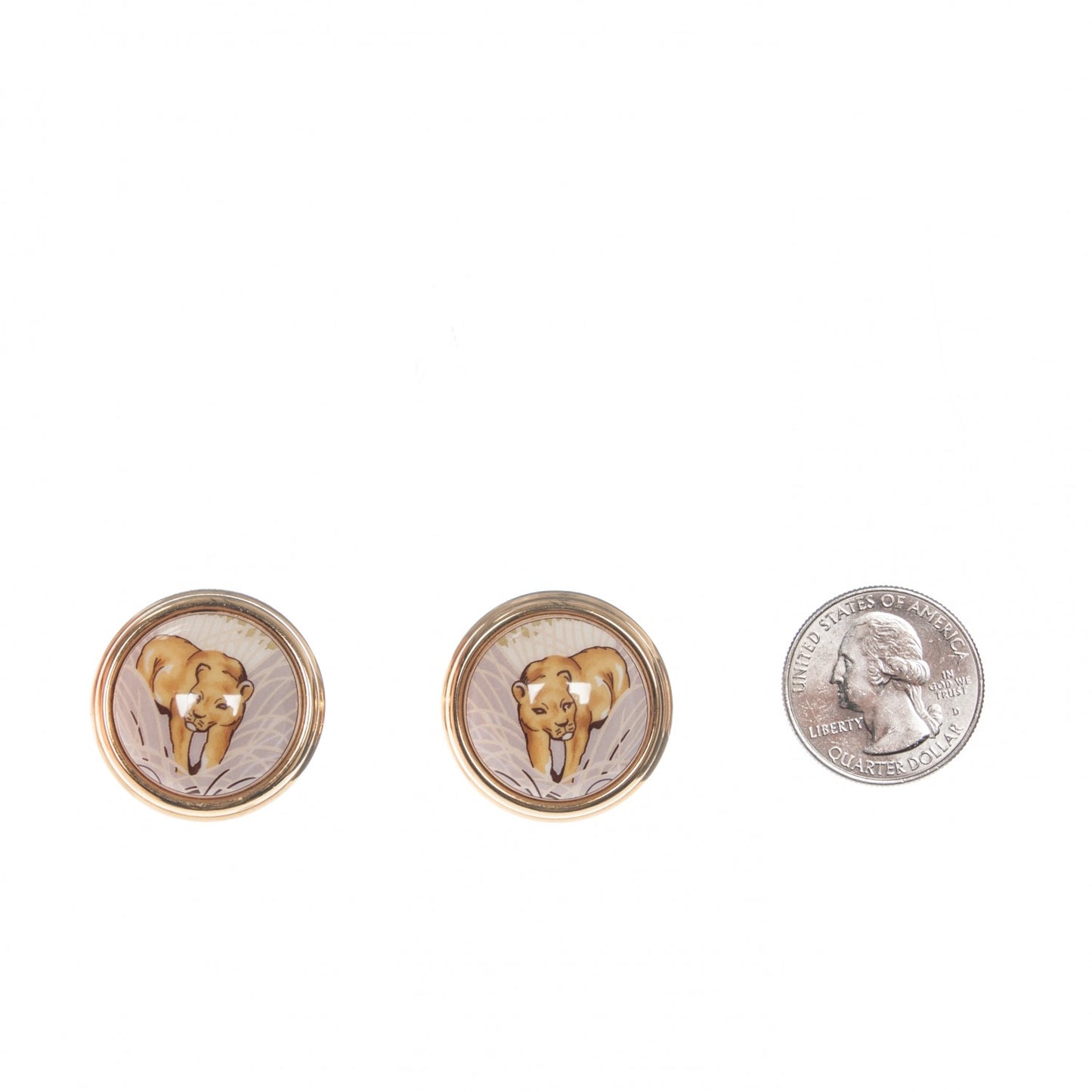 Enamel Lion Clip On Earrings Gold