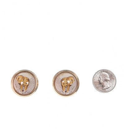 Hermes Enamel Lion Clip On Earrings Gold 2 of 3