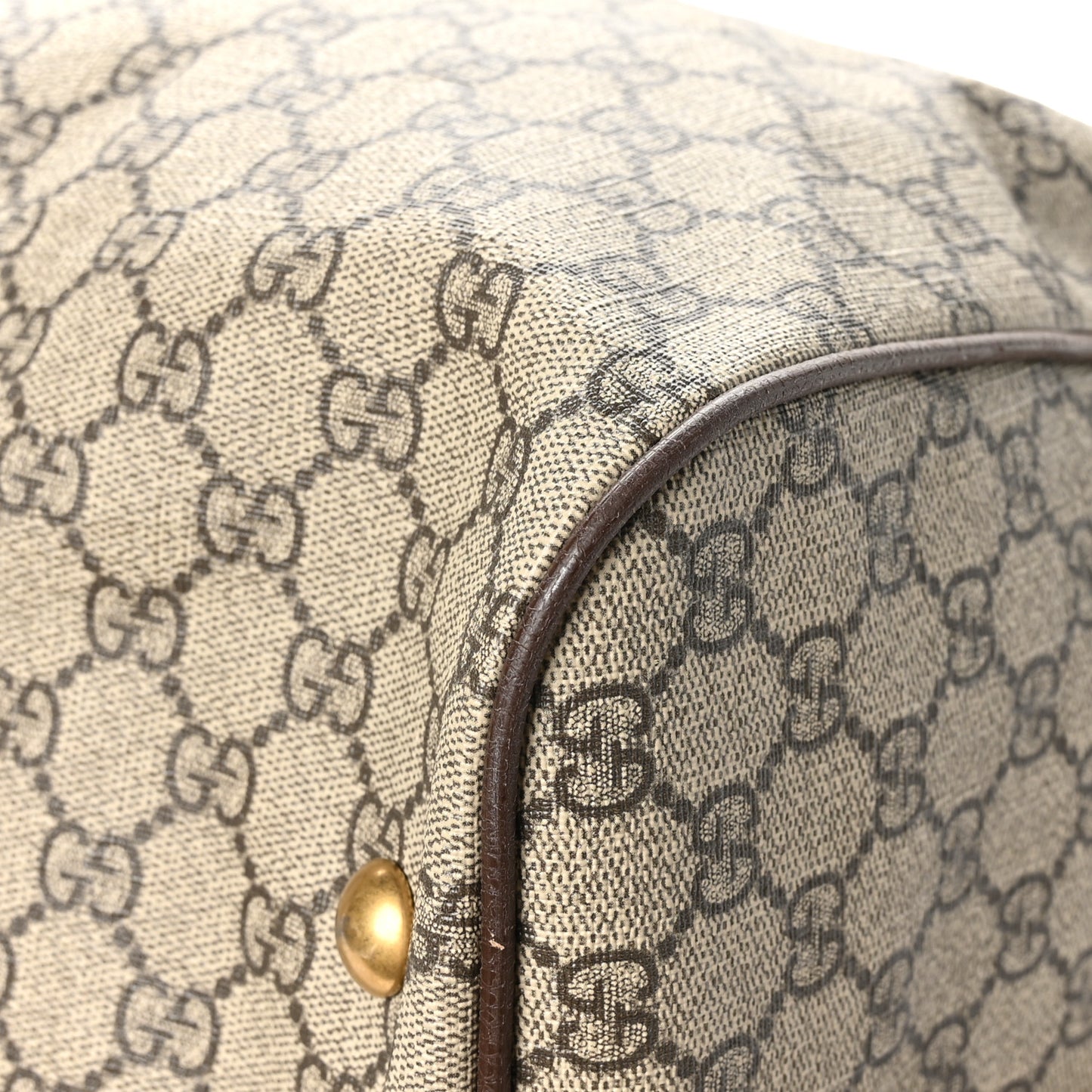 GG Supreme Monogram Textured Dollar Calfskin Web Medium Ophidia Carry-On Duffle Bag Beige Ebony New Acero