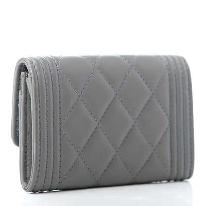 Chanel Calfskin Quilted Boy Card Holder Grey 3 of 8