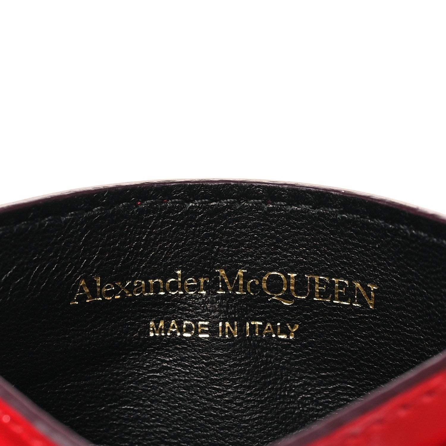 Alexander McQueen Calfskin Crocodile Embossed Skull Card Holder Scarlet Red 6 of 9