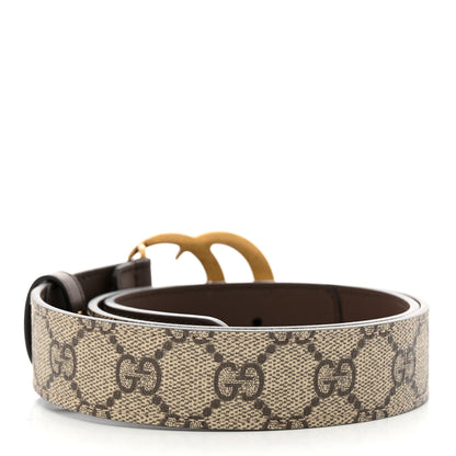 Gucci GG Supreme Monogram Matte Plutone Calfskin Double G 30mm Belt 75 30 Beige Ebony New Acero 2 of 6