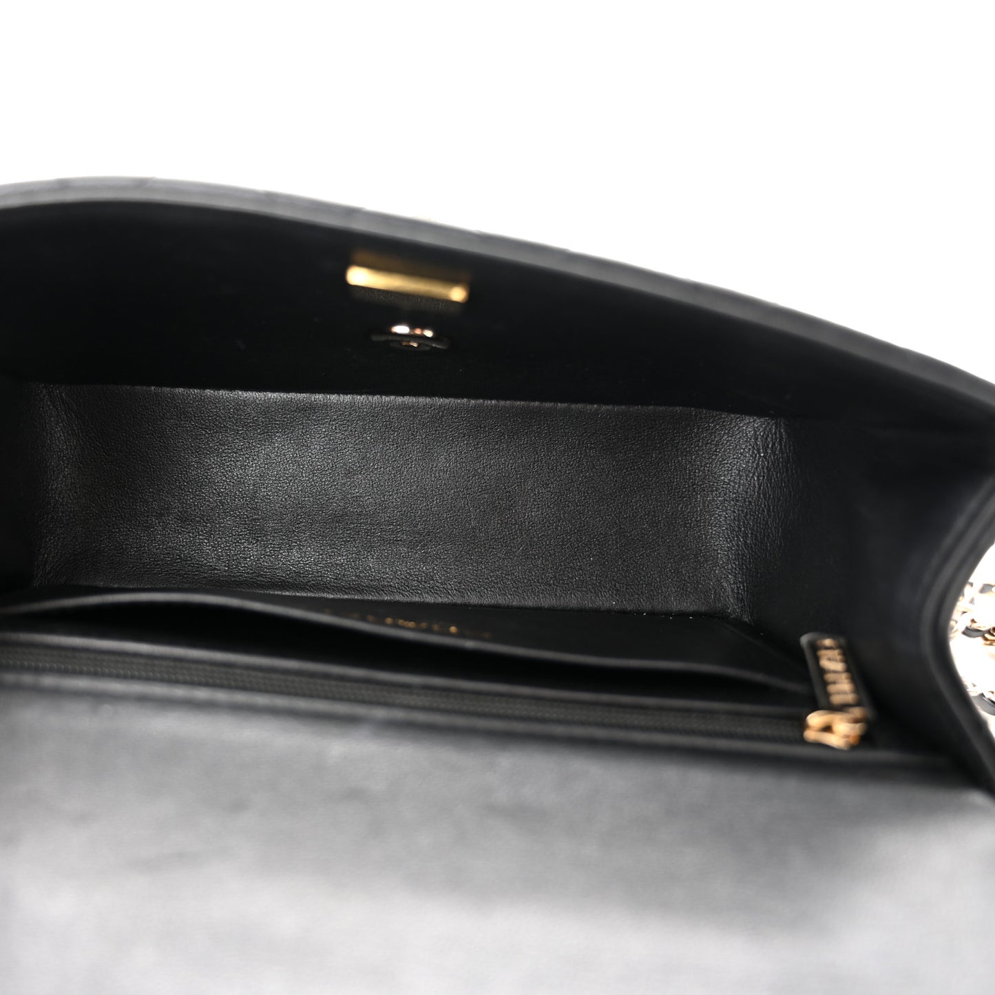 Lambskin Quilted Mini Top Handle Rectangular Flap Black