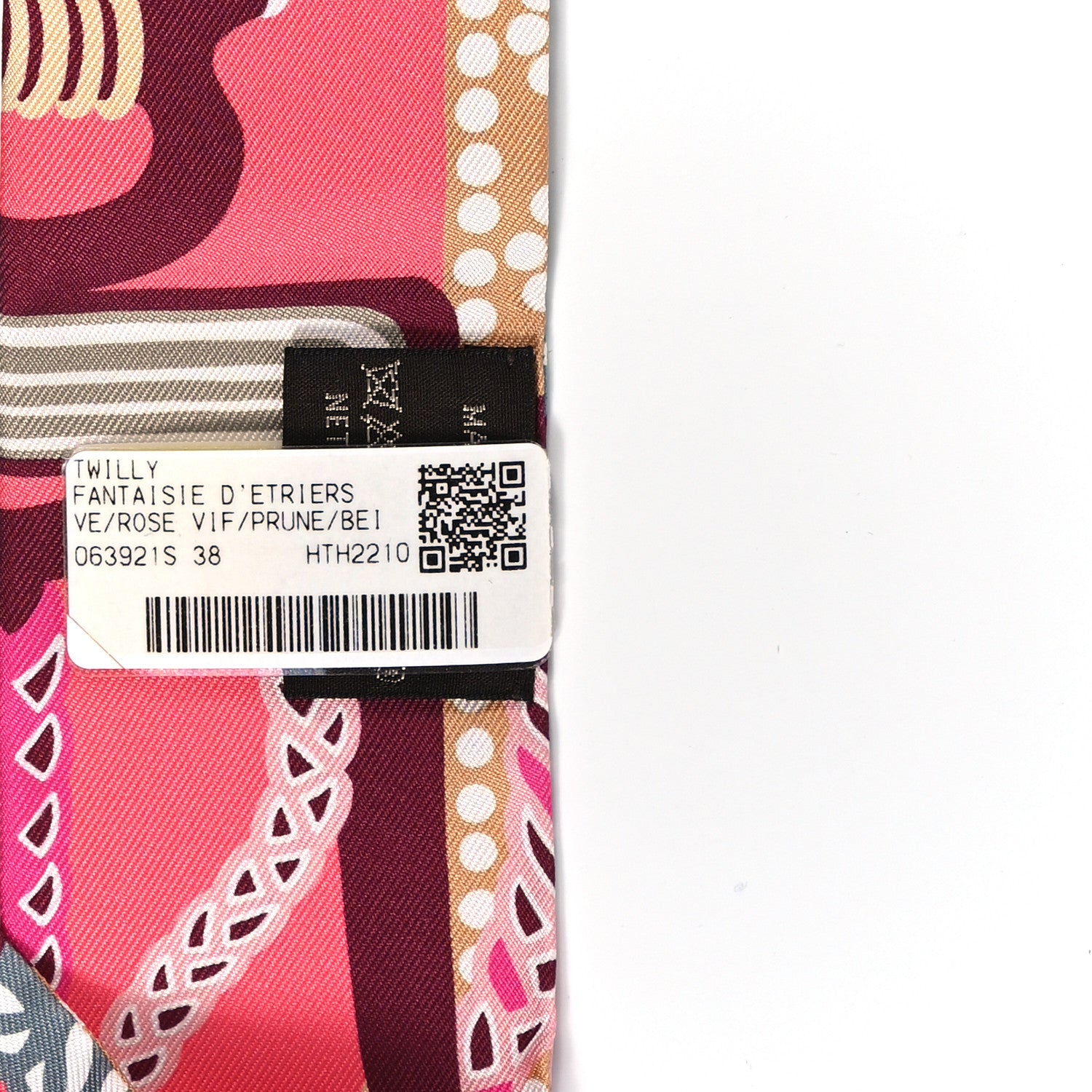 Hermes Silk Fantaisie D'Etriers Twilly Rose Vif Prune Beige 3 of 4