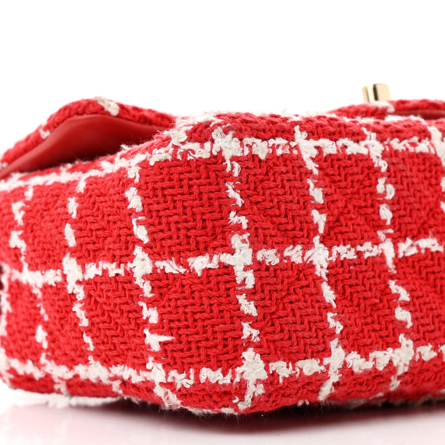 Tweed Quilted Mini Rectangular Flap White Red