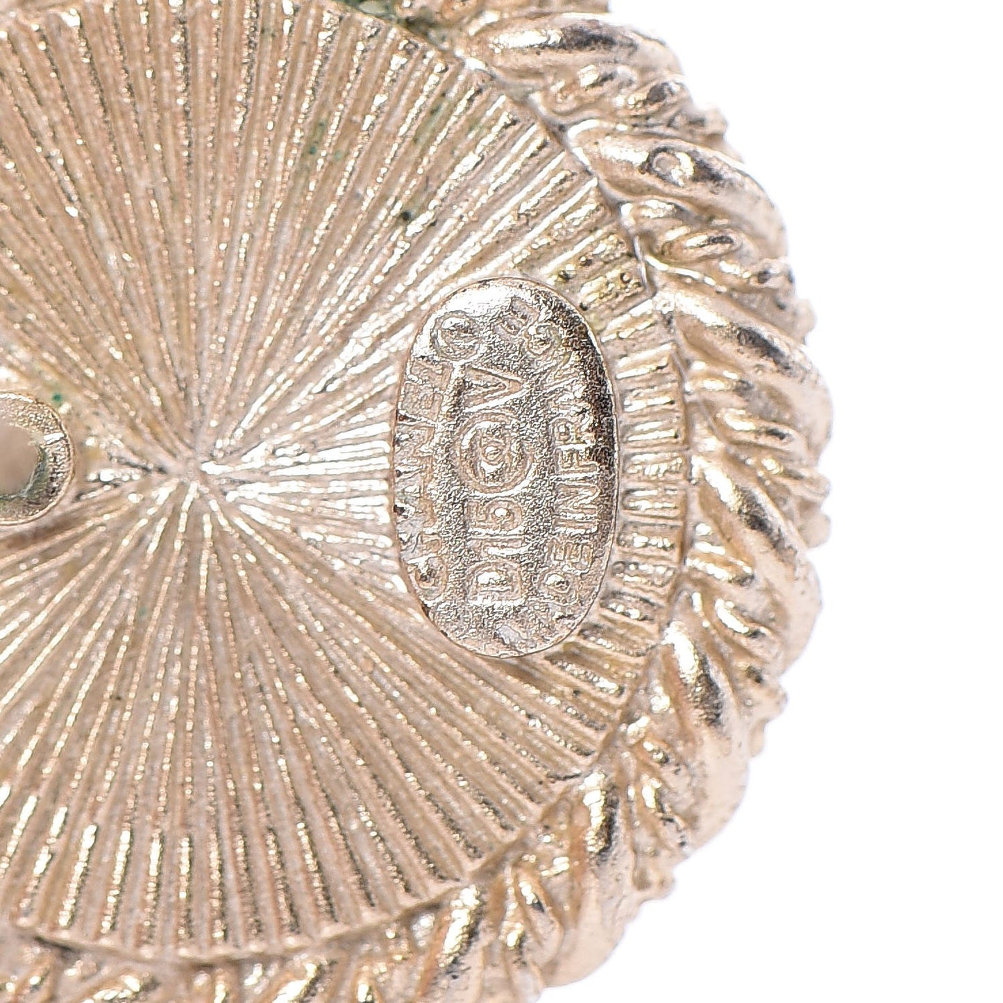CC Button Earrings Silver Gold