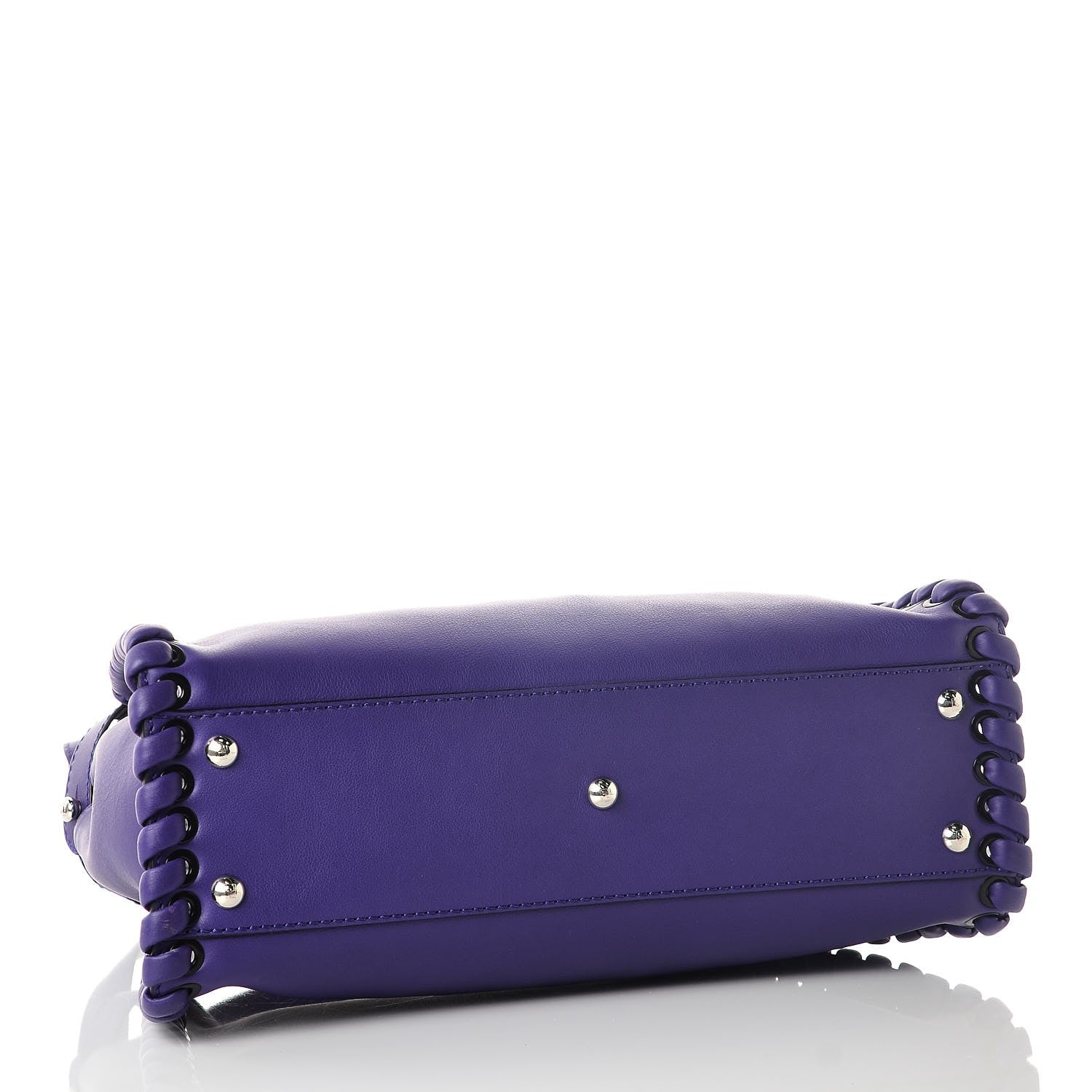 Fendi Vitello Seta Lace Up Medium Peekaboo Iconic Satchel Purple Rain 4 of 8