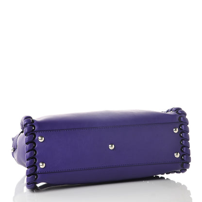 Fendi Vitello Seta Lace Up Medium Peekaboo Iconic Satchel Purple Rain 4 of 8