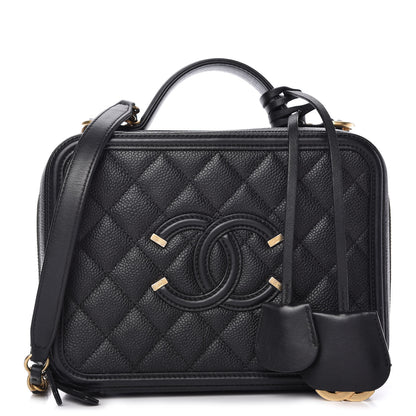 Chanel Caviar Quilted Medium CC Filigree Vanity Case Black 1 of 9