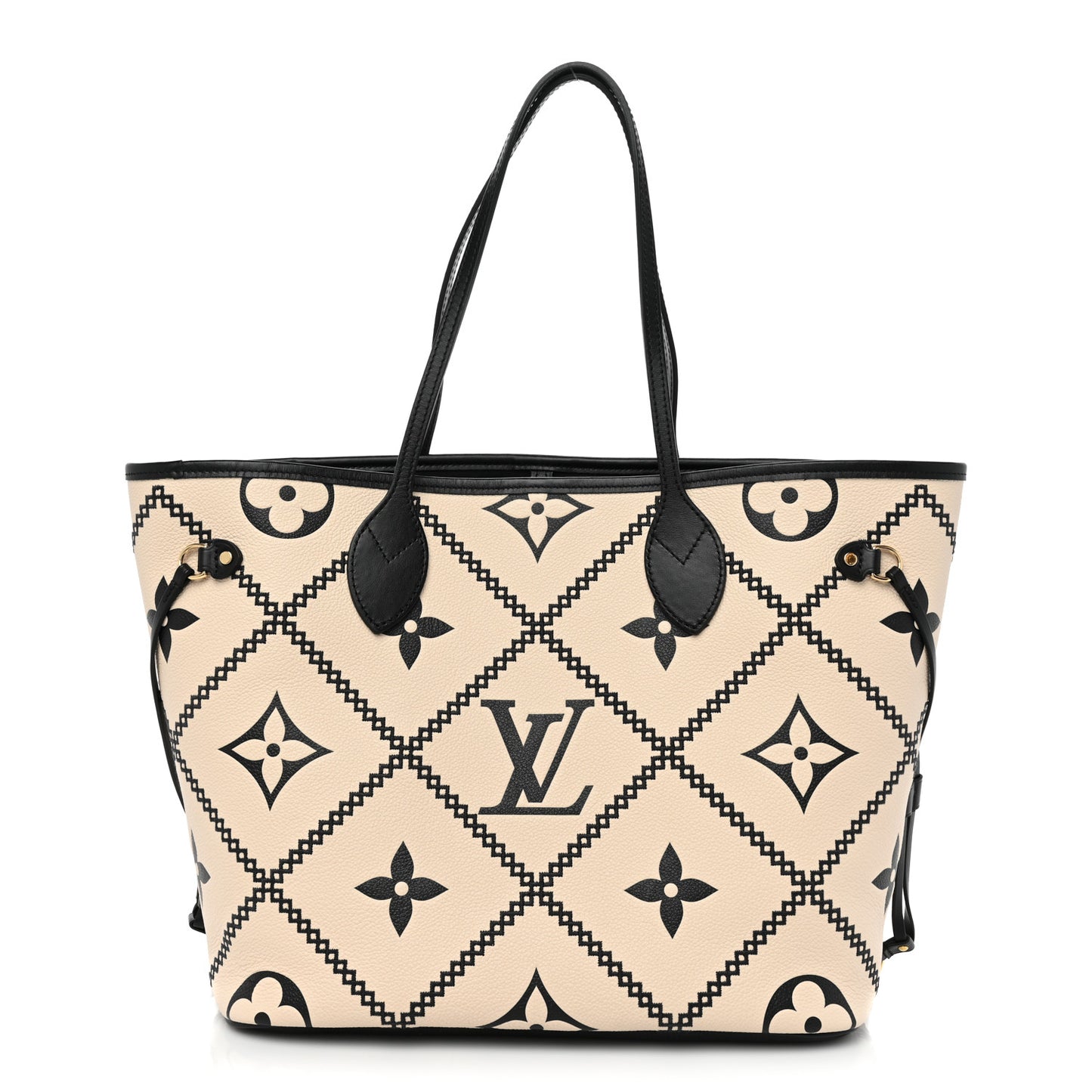 Empreinte Monogram Giant Broderies Neverfull MM Cream Black