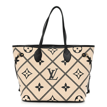 Louis Vuitton Empreinte Monogram Giant Broderies Neverfull MM Cream Black 1 of 9