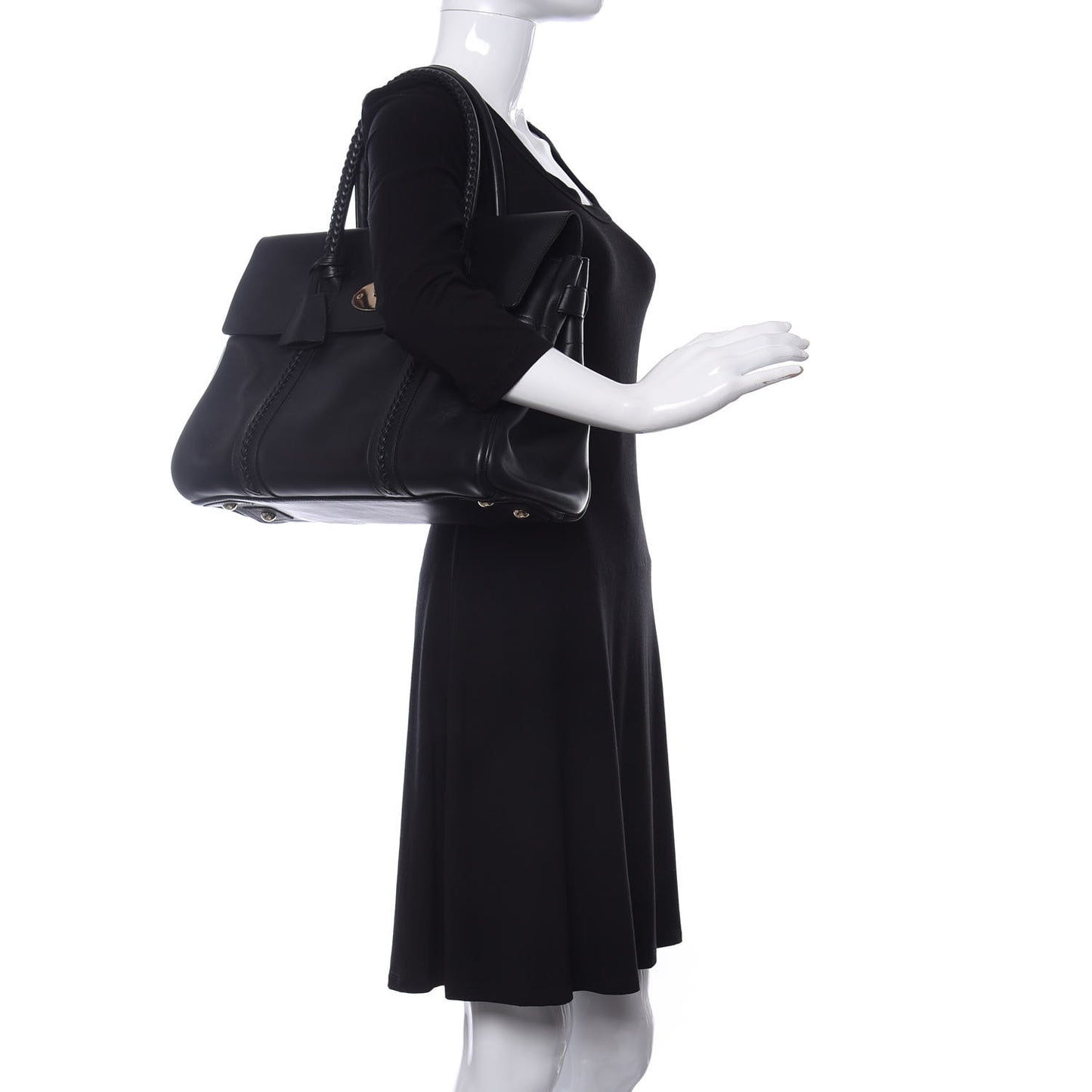 Smooth Calfskin Braided Bayswater Black