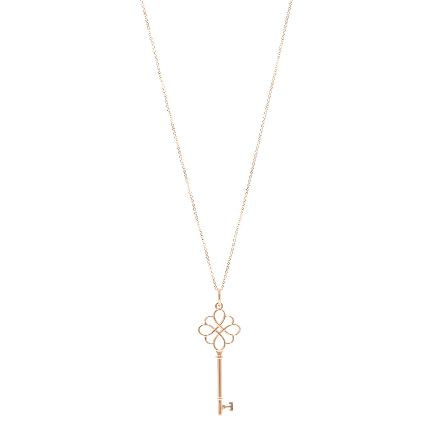 18K Rose Gold Knot Key Pendant Necklace