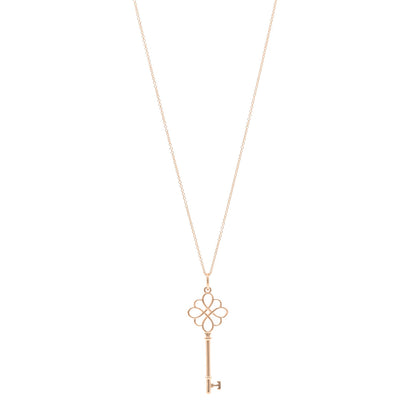 Tiffany 18K Rose Gold Knot Key Pendant Necklace 1 of 5