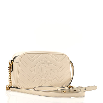 Gucci Calfskin Matelasse Small GG Marmont Chain Shoulder Bag White 3 of 12