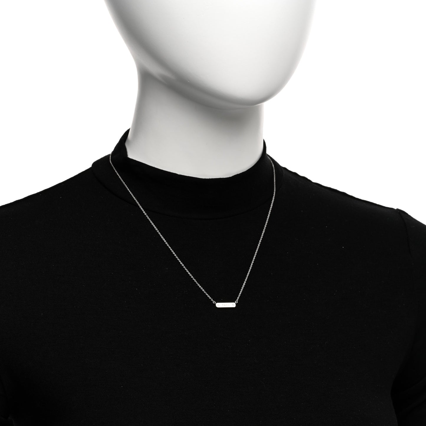 18K White Gold Diamond Micro Bar Pendant Necklace