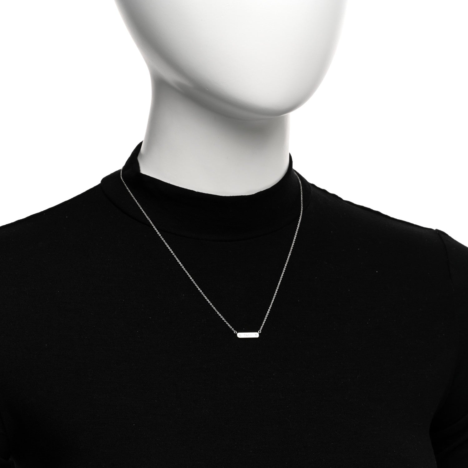 Tiffany 18K White Gold Diamond Micro Bar Pendant Necklace 2 of 4