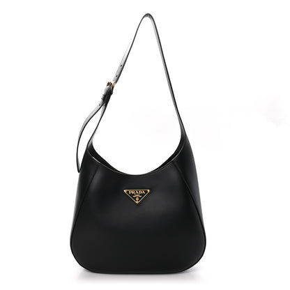 Prada City Calfskin Triangle Large Hobo Shoulder Bag Black 1 of 8