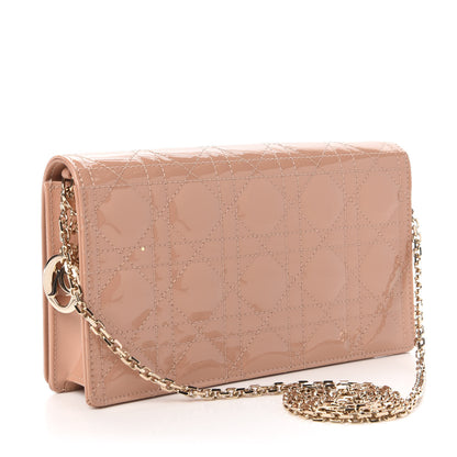 Christian Dior Patent Cannage Lady Dior Convertible Clutch Rose Des Vents 3 of 10