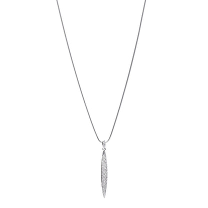Tiffany 18K White Gold Diamond Feather Pendant Necklace 1 of 6