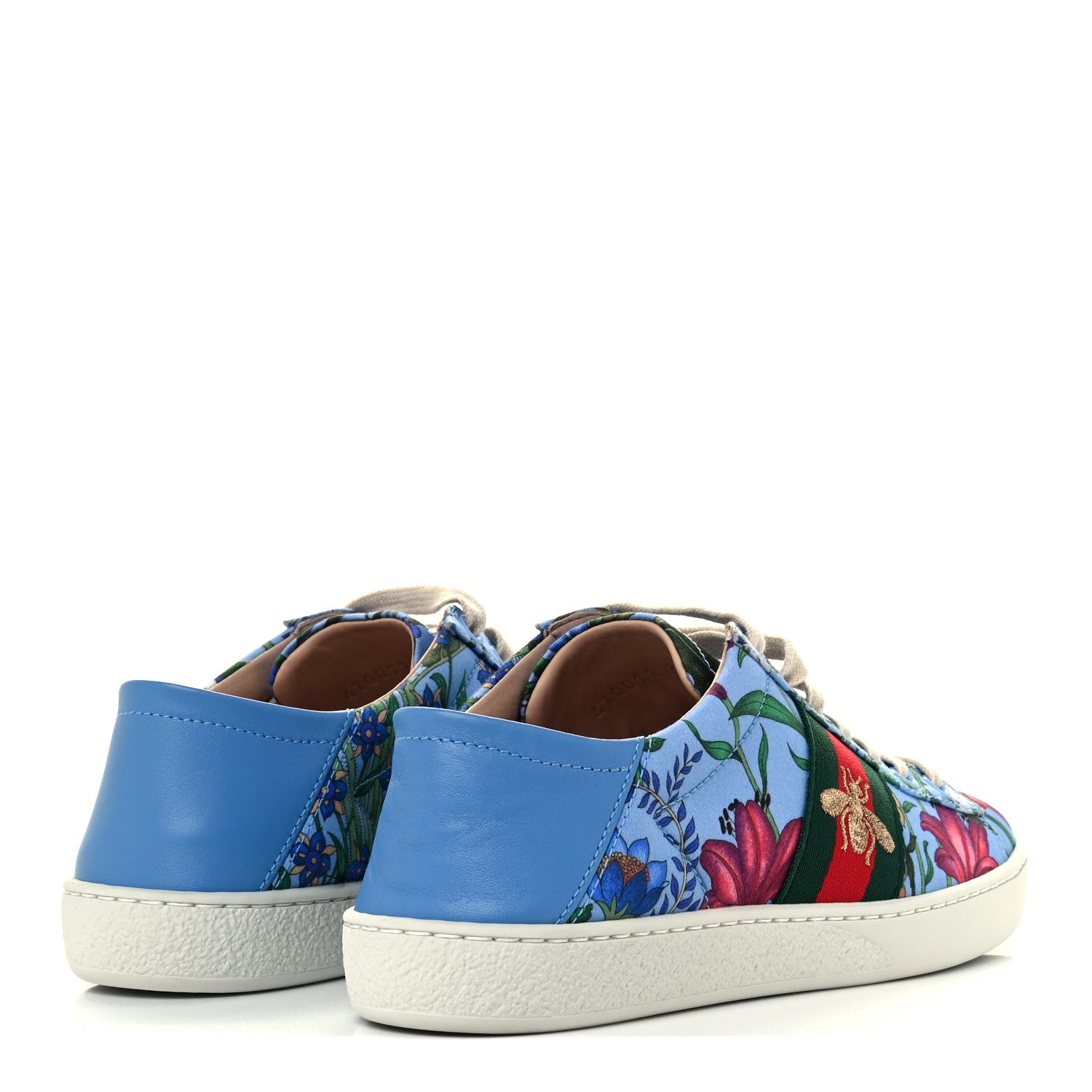 Gucci Calfskin Web New Flora Print Womens Ace New Sneakers 35 Azure 4 of 12