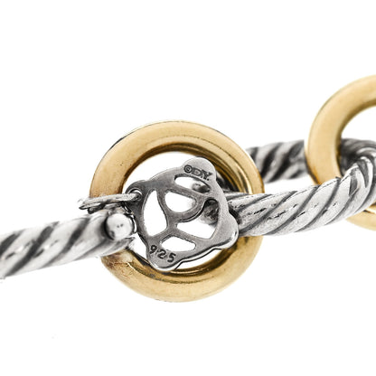 David Yurman Sterling Silver 18K Yellow Gold 12mm Large Oval Link Bracelet 3 of 5