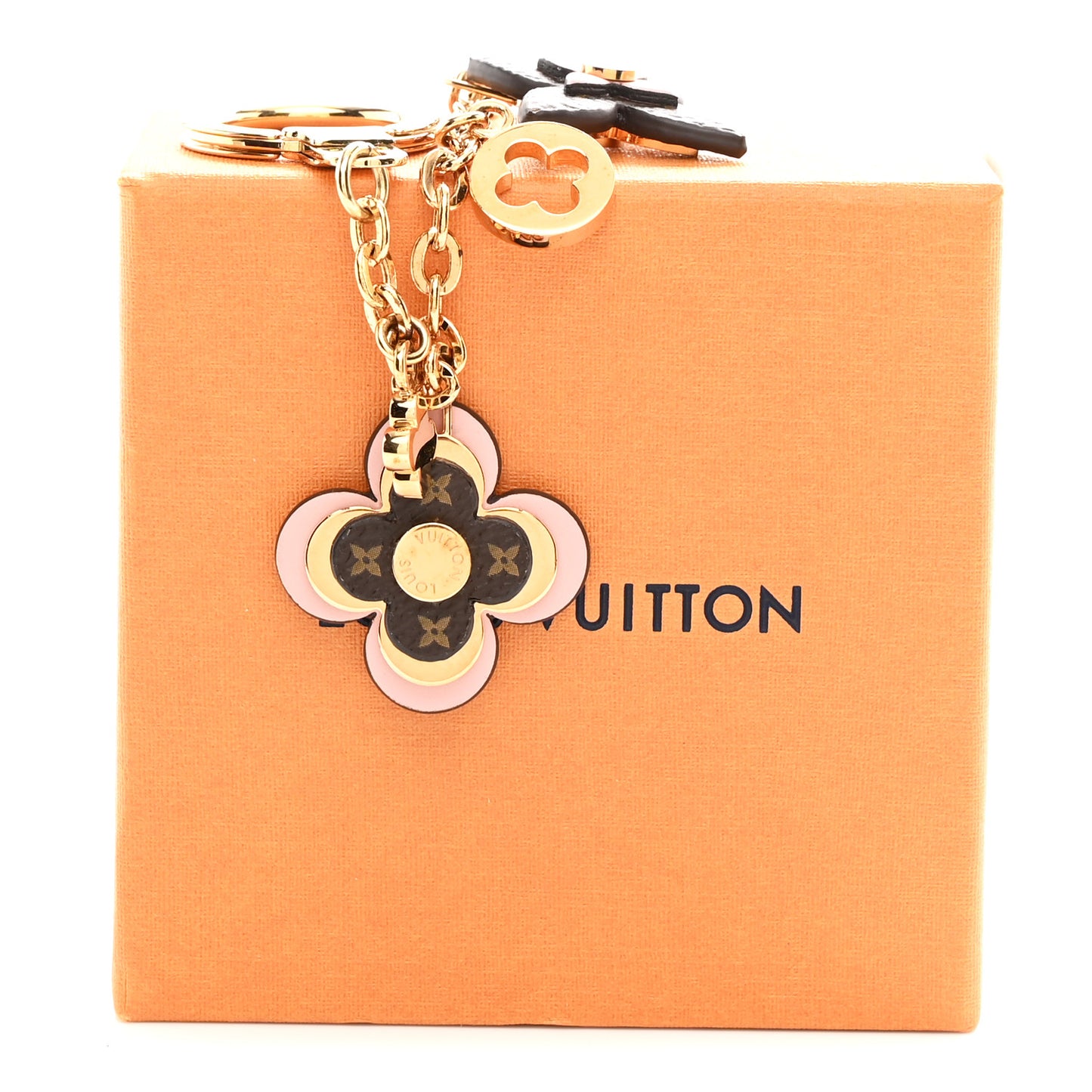 Brass Monogram Blooming Flowers Bag Charm Key Holder Rose Ballerine
