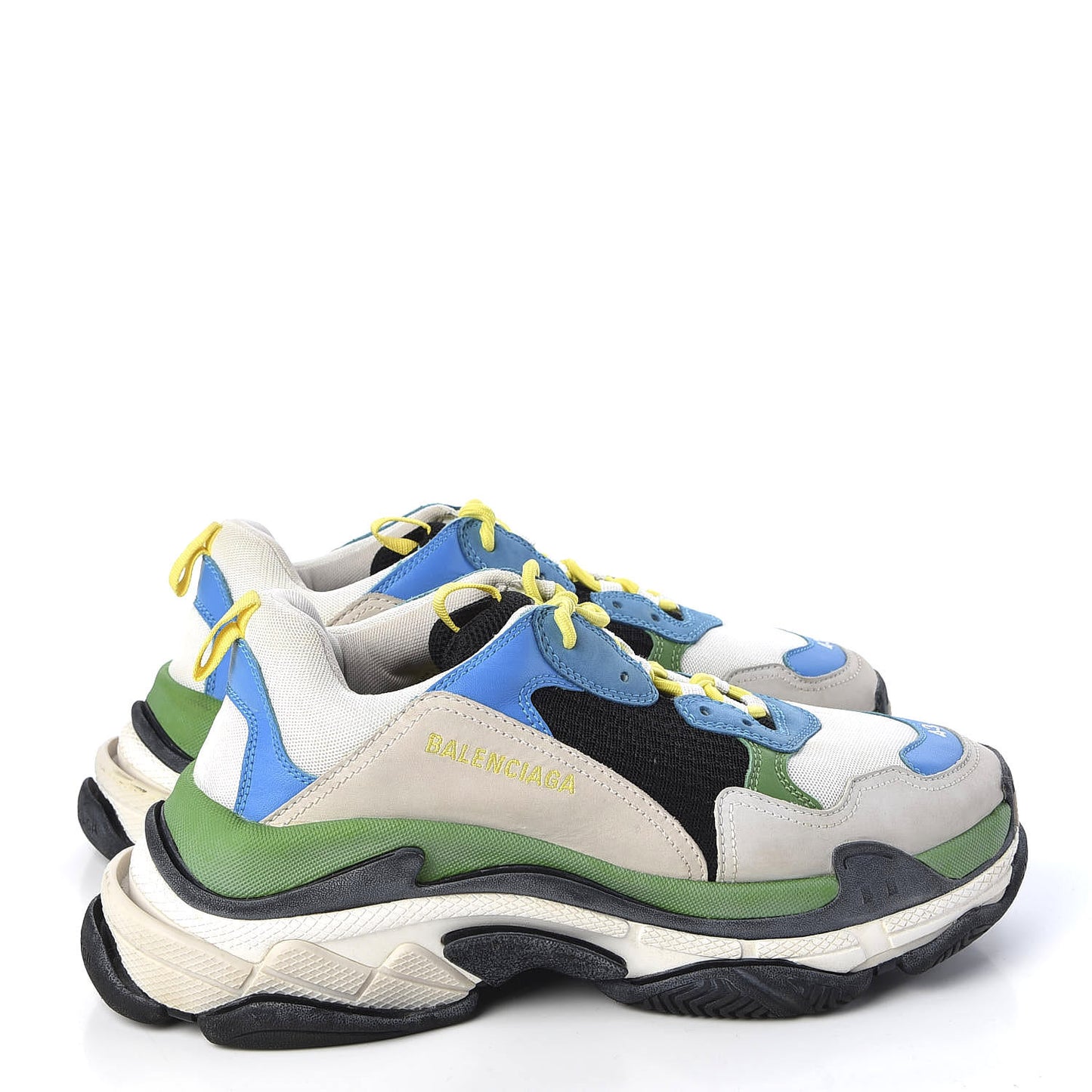 Fabric Mesh Nappa Mens Triple S Sneakers 43 Bleu White Vert Jaune