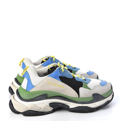Balenciaga Fabric Mesh Nappa Mens Triple S Sneakers 43 Bleu White Vert Jaune 4 of 7