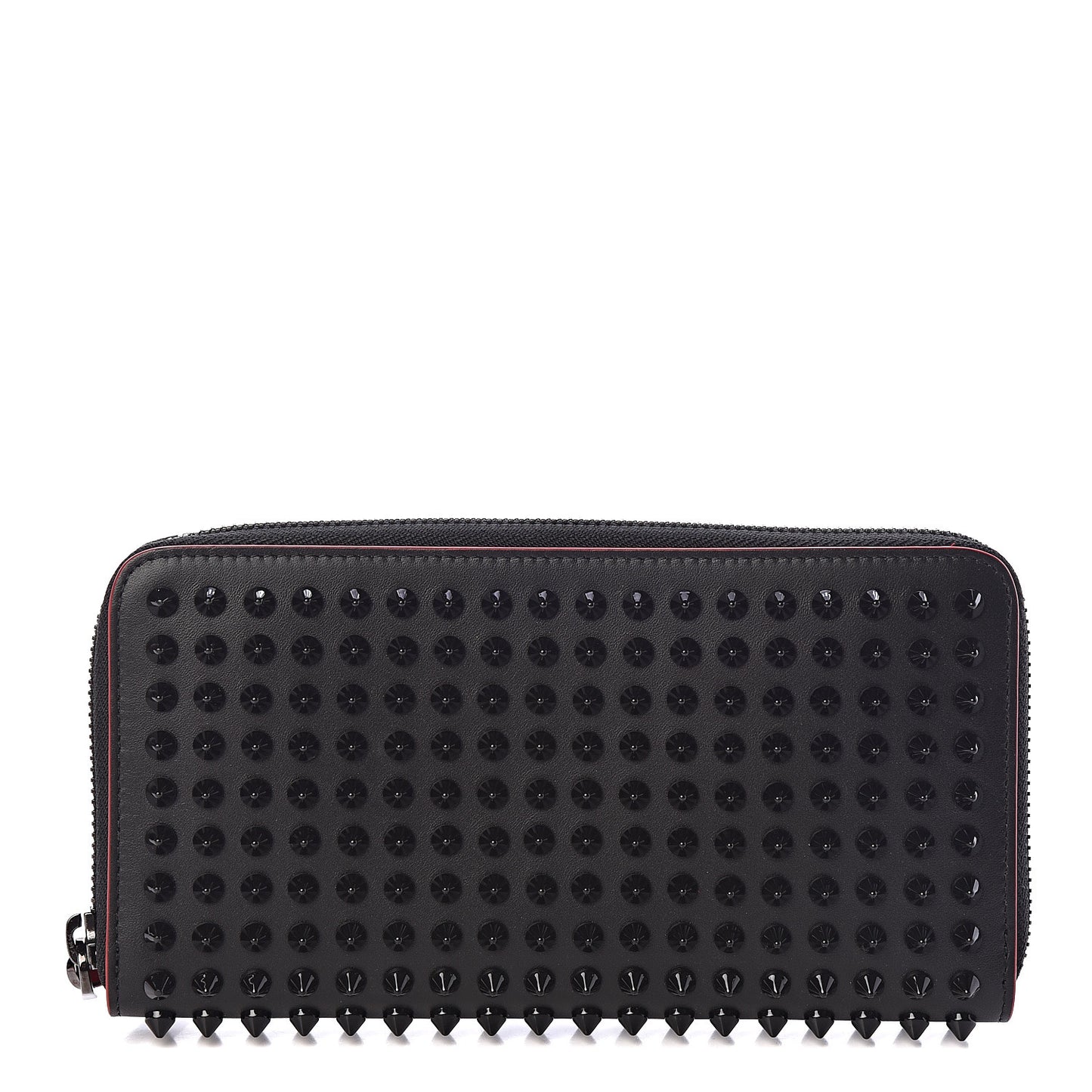 Calfskin Panettone Spiked Zip Around Wallet Black