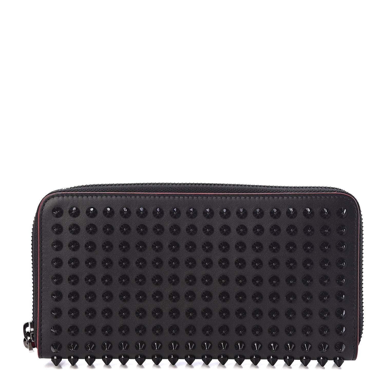 Christian Louboutin Calfskin Panettone Spiked Zip Around Wallet Black 1 of 6