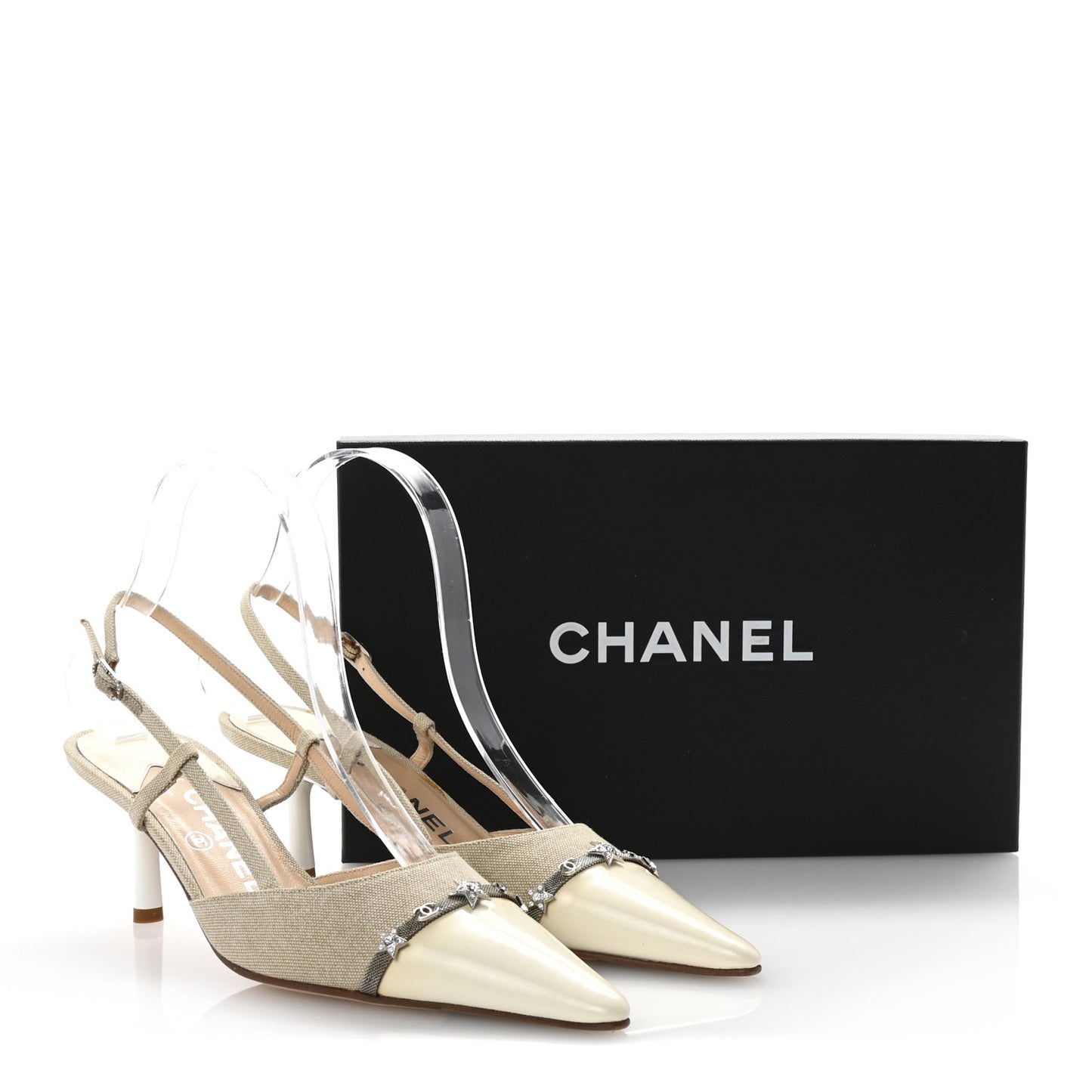 Canvas Slingback Pumps 37 Beige