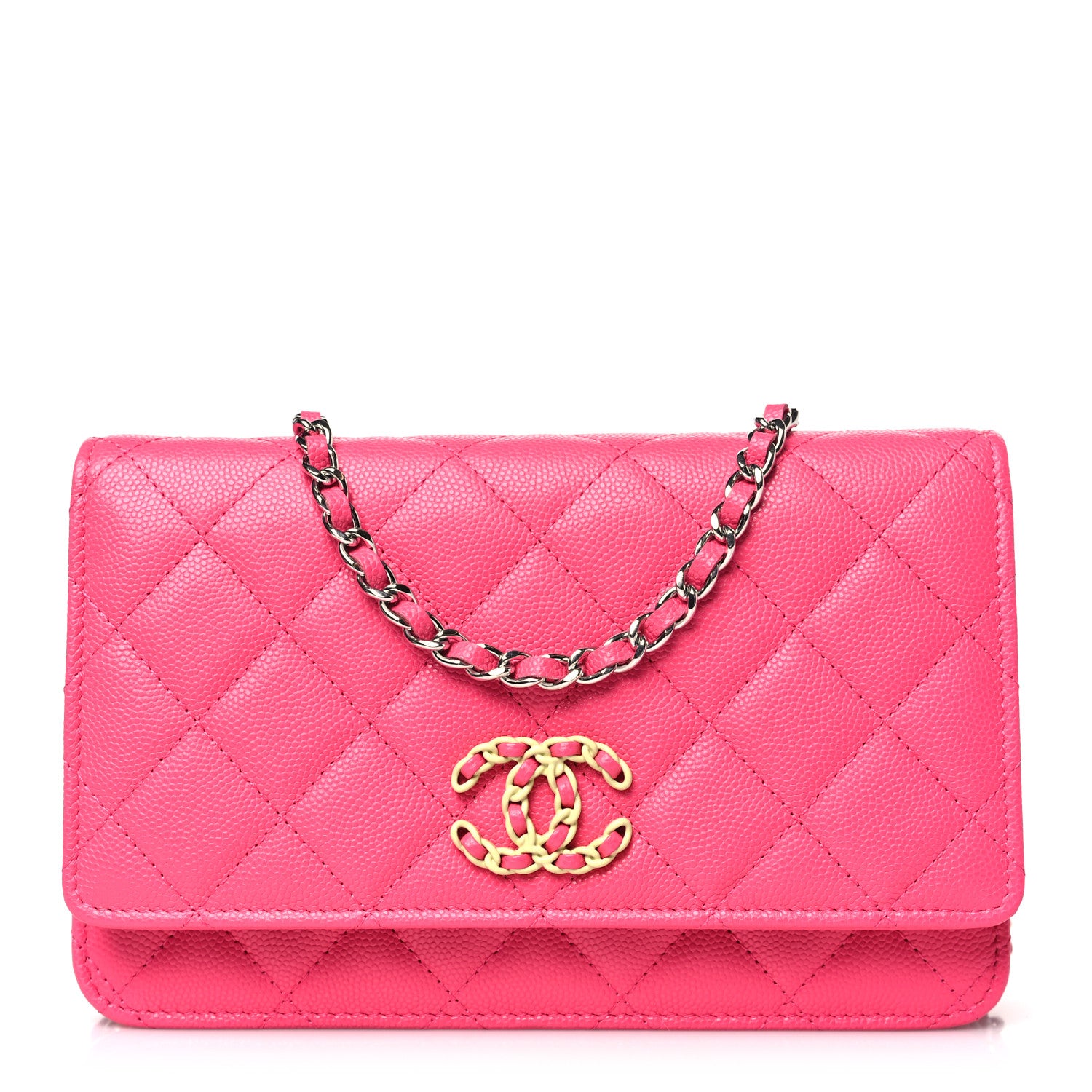 Chanel Caviar Quilted Chanel 19 Wallet On Chain WOC Dark Pink 1 of 10