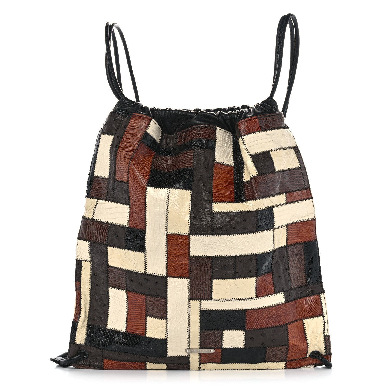 Saint Laurent Ostrich Lizard Snakeskin Patchwork Drawstring Bag Multicolor 1 of 11