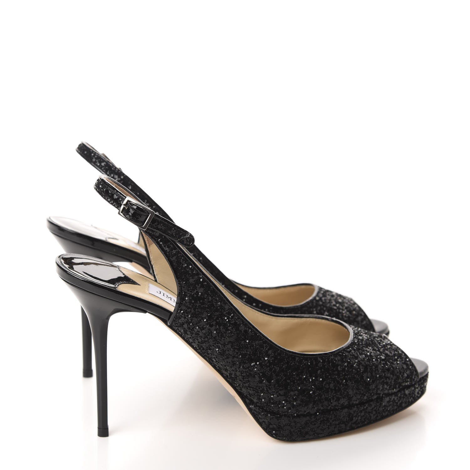 Jimmy Choo Coarse Glitter Fabric Nova Slingback Pumps 39 Black 4 of 9