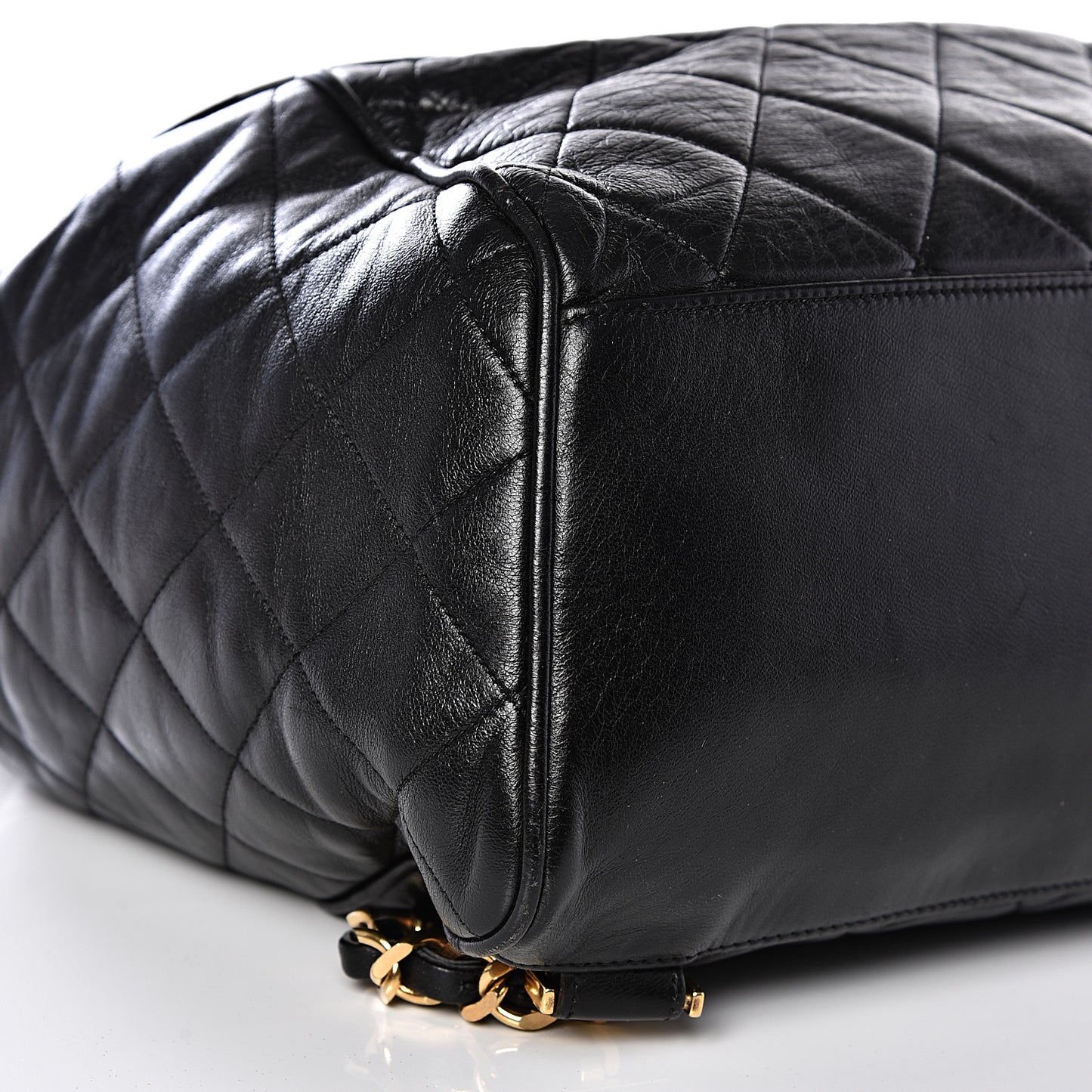 Lambskin Quilted Drawstring Backpack Black