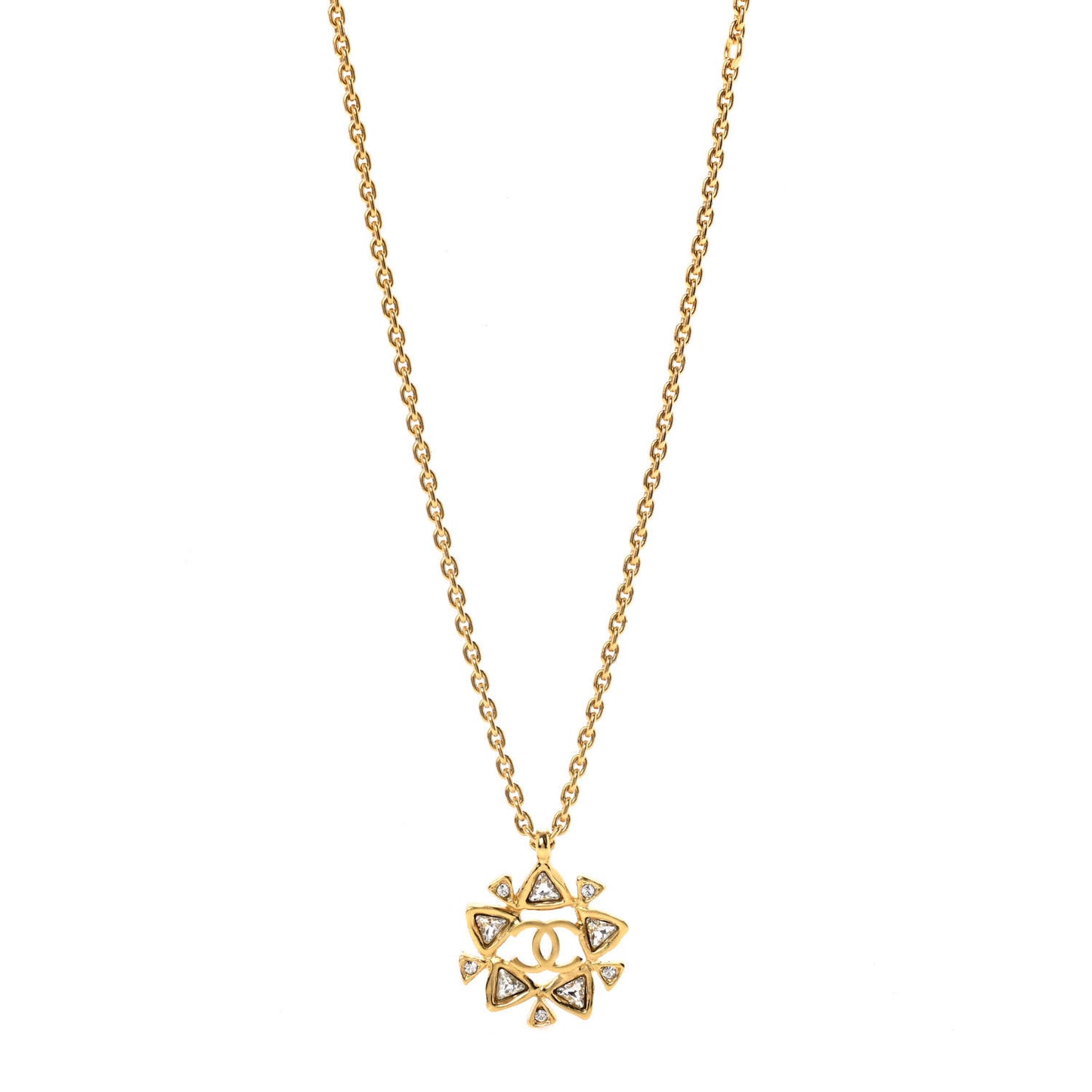 Crystal CC Pendant Necklace Gold