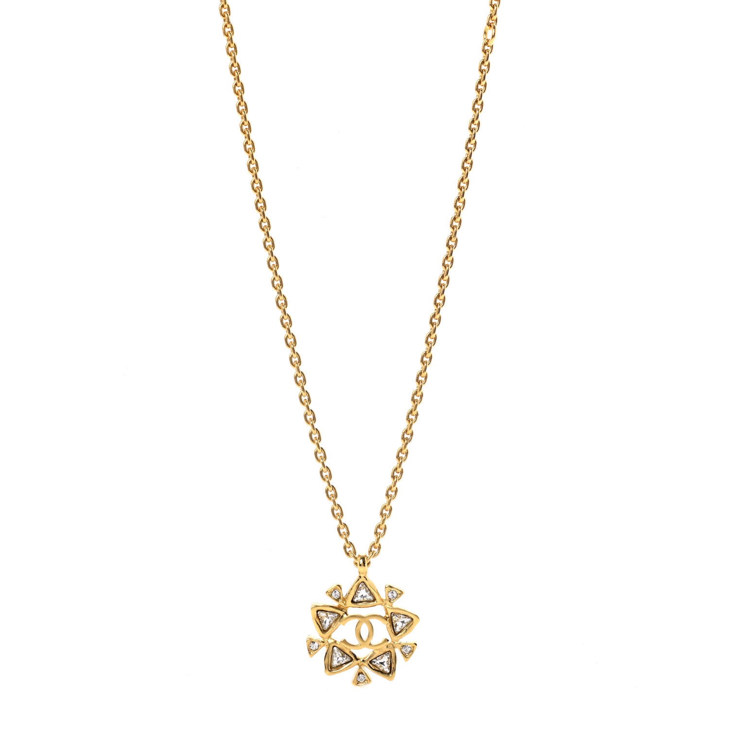 Chanel Crystal CC Pendant Necklace Gold 1 of 5