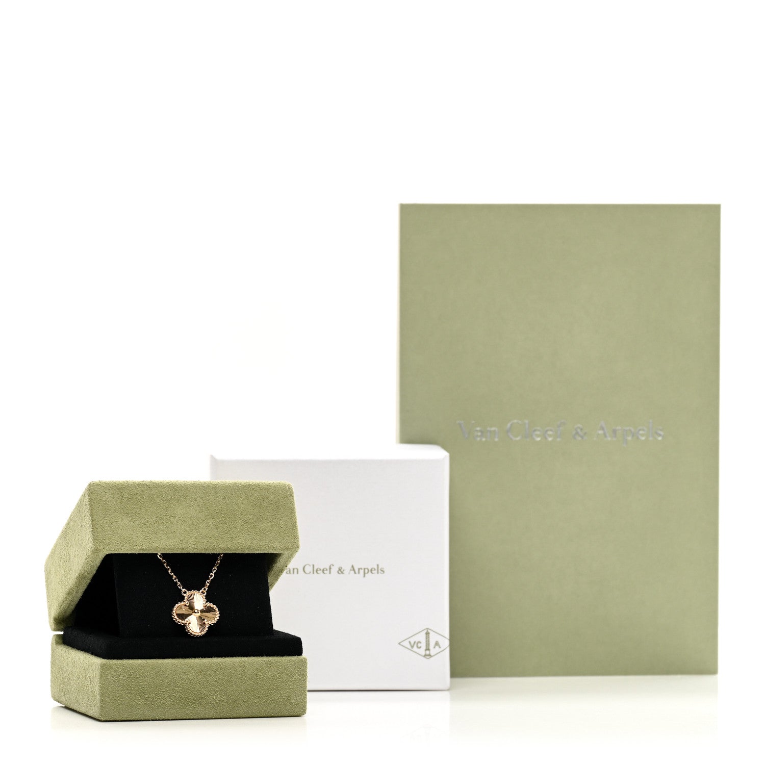 Van Cleef & Arpels 18K Yellow Gold Guilloche Vintage Alhambra Pendant Necklace 5 of 5