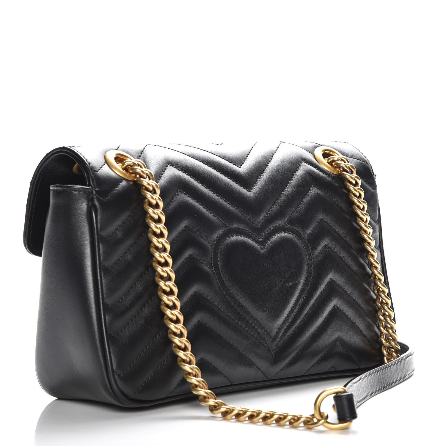 Gucci Calfskin Matelasse Small GG Marmont Shoulder Bag Black 4 of 8