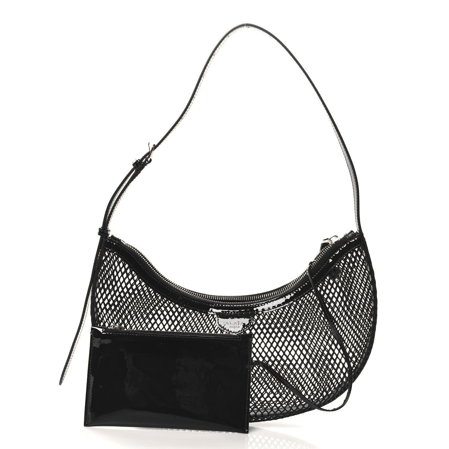 Alaia Net Patent Calfskin One Piece Demi Lune Black 2 of 9