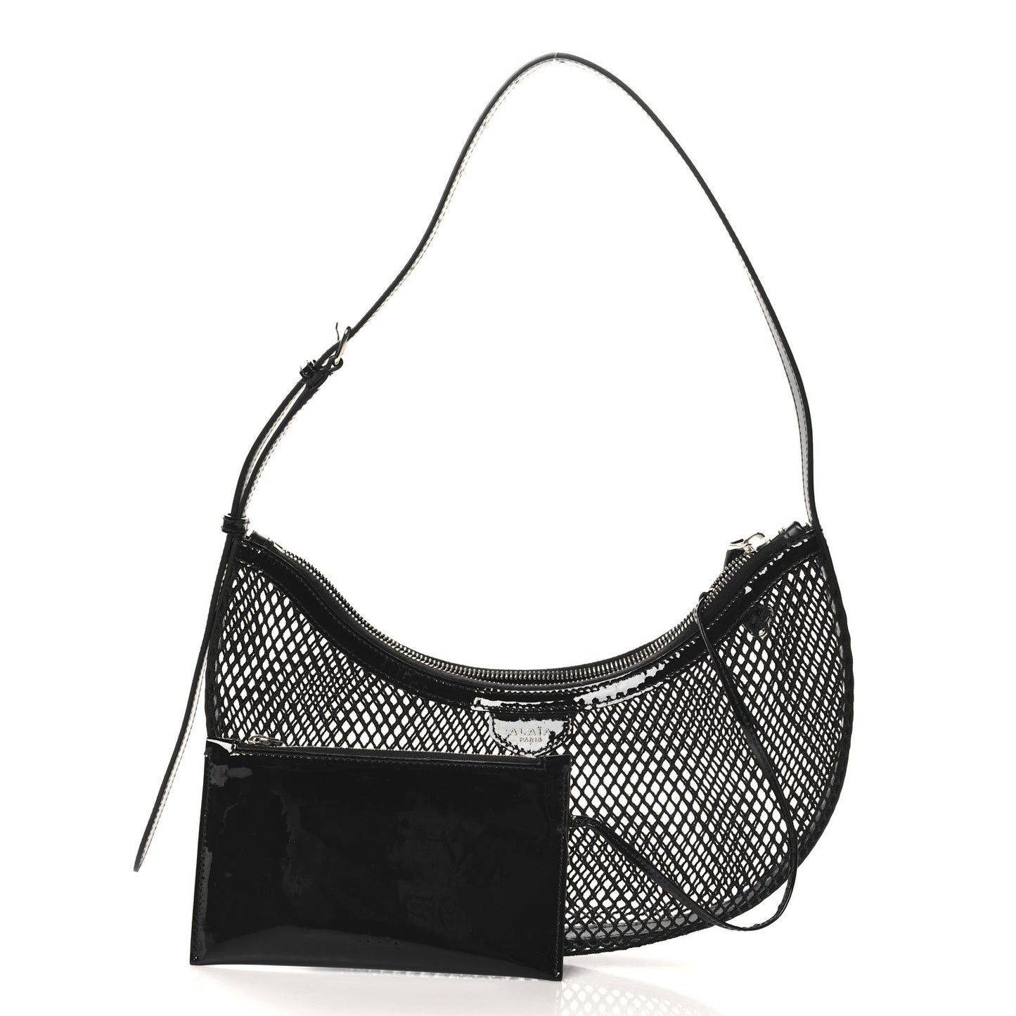 Net Patent Calfskin One Piece Demi Lune Black