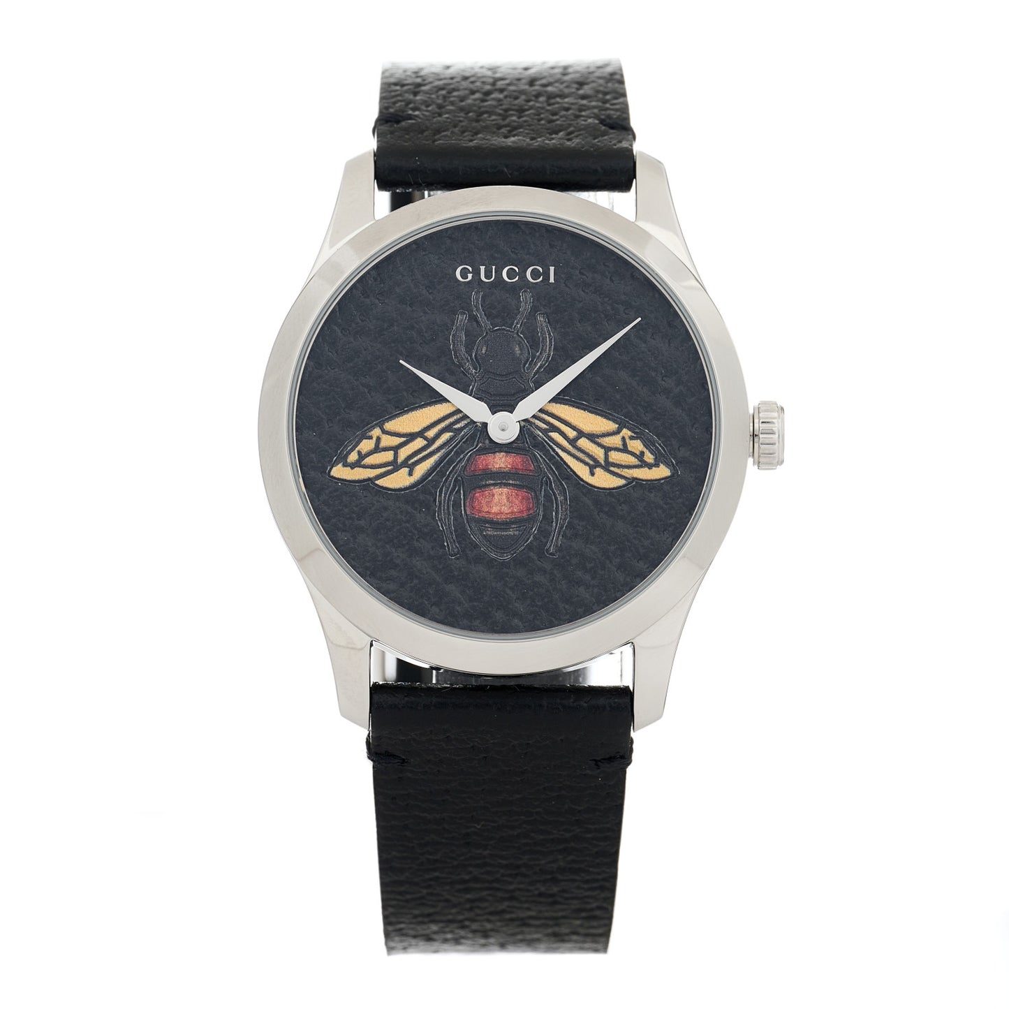 Stainless Steel Calfskin 38mm G-Timeless Bee Quartz Watch Black