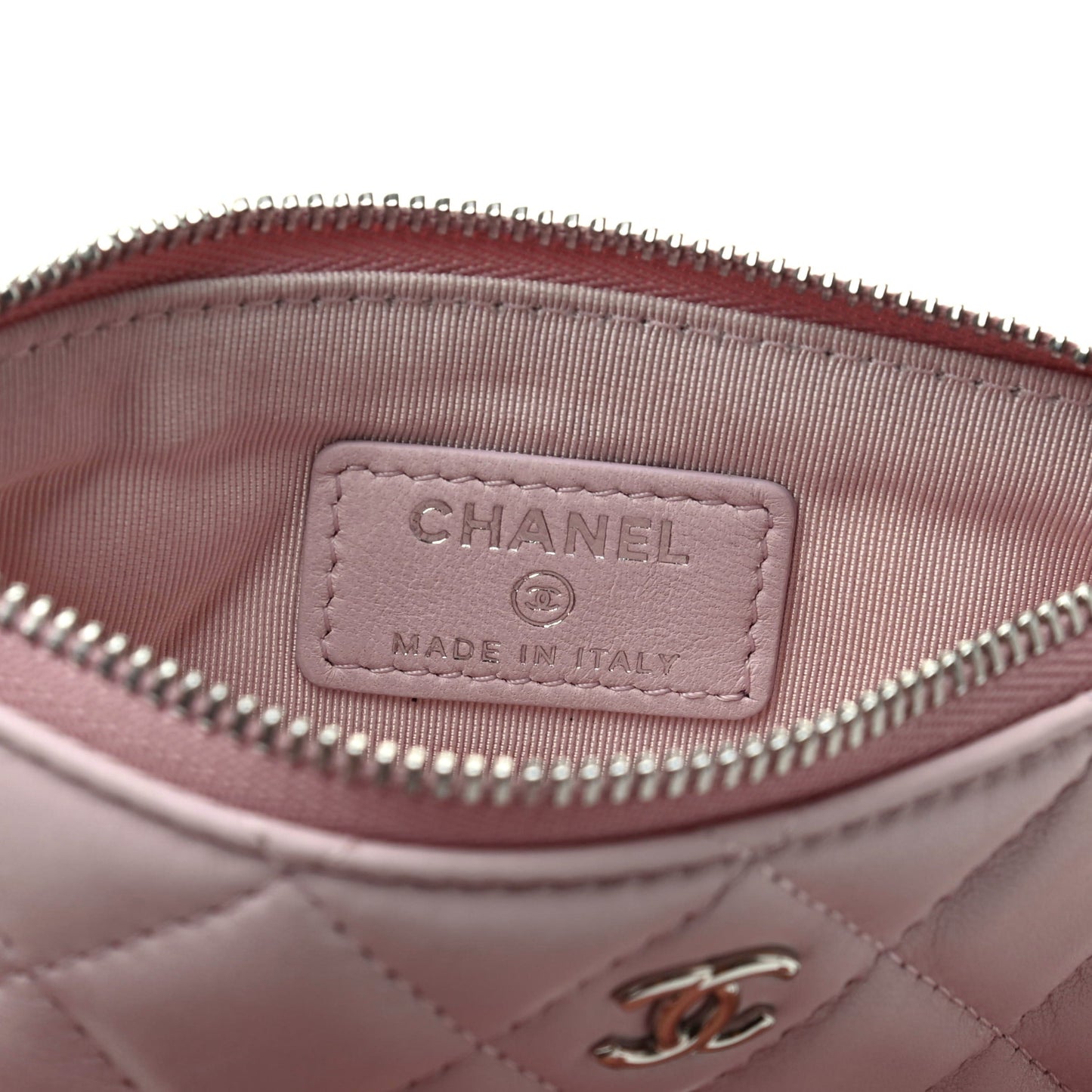 Lambskin Quilted Small Cosmetic Case Pink
