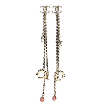 Chanel Crystal Star 5 Drop CC Earrings Gold 1 of 4