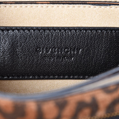 Givenchy Calfskin Suede Leopard Print Small GV3 Shoulder Bag Black Chestnut 8 of 8
