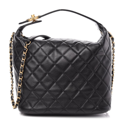 Chanel Lambskin Quilted Large Perfect Meeting Hobo Black 1 of 10
