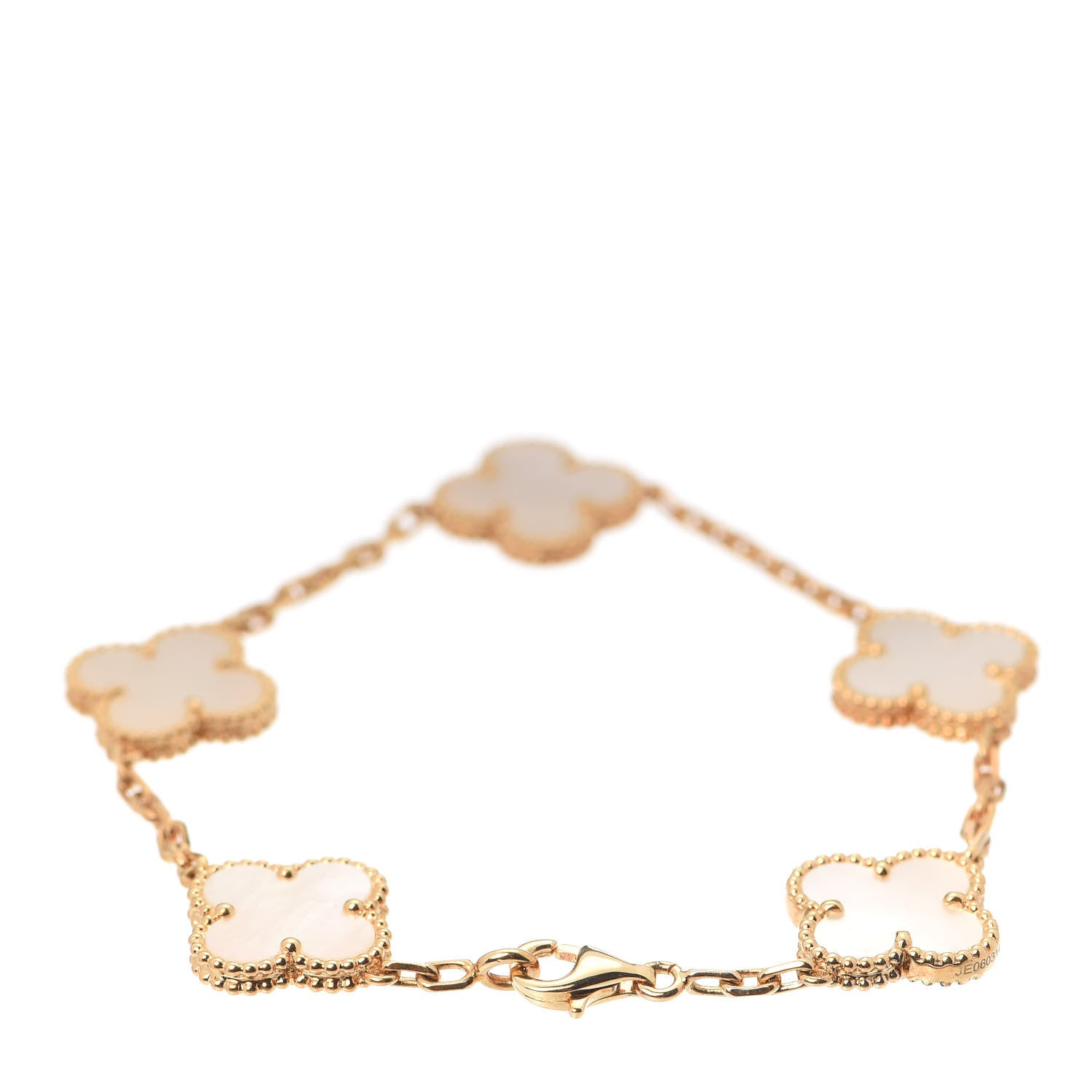 Van Cleef & Arpels 18K Yellow Gold Mother of Pearl 5 Motifs Vintage Alhambra Bracelet 3 of 8