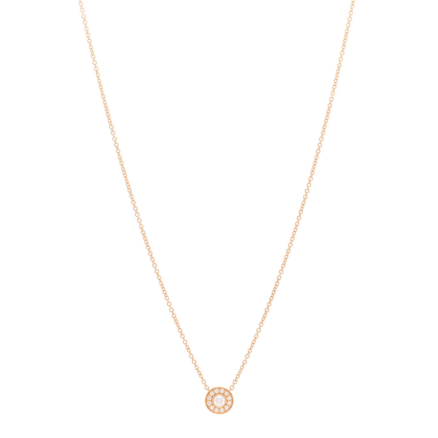 18K Rose Gold Diamond .16ctw Circlet Pendant Necklace